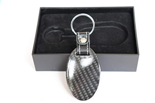 Pinalloy Real Carbon Fiber Key Chain Key Fob with Stitched Leather (Style C)