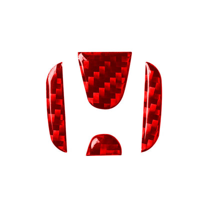Pinalloy Steering Wheel Red Carbon Fiber Sticker Badge Emblem for Honda Civic 10 generation 2016-19