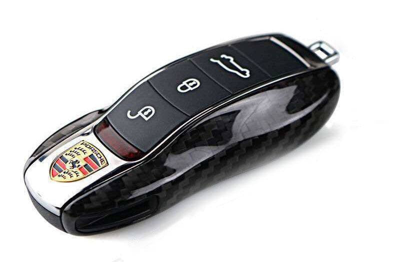 Deluxe Carbon Fiber Remote Smart Key Shell Holder Cover For Porsche - Pinalloy Online Auto Accessories Lightweight Car Kit 