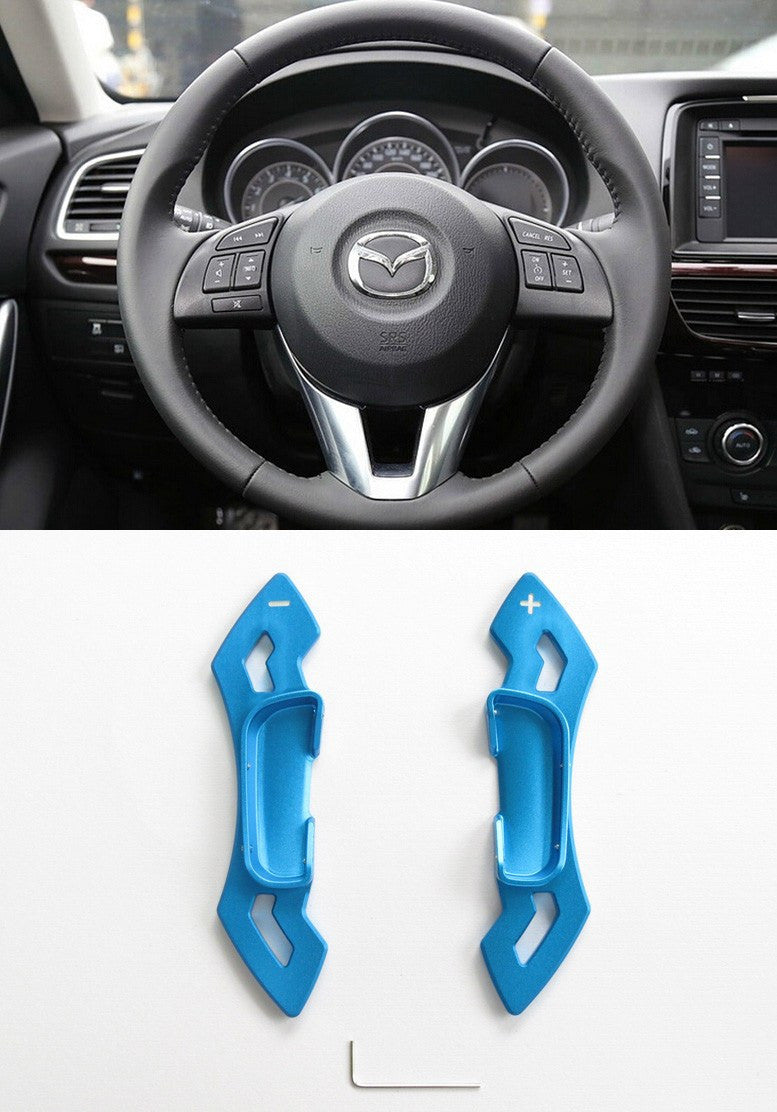 Matted Blue CNC Alloy Steering Wheel Shift Paddle Shifter Extension Mazda3 6 CX-5 Atenza CP0016-BU - Pinalloy Online Auto Accessories Lightweight Car Kit 