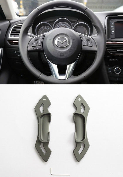 Matted Grey CNC Alloy Steering Wheel Shift Paddle Shifter Extension Mazda3 6 CX-5 Atenza CP0016-GY - Pinalloy Online Auto Accessories Lightweight Car Kit 