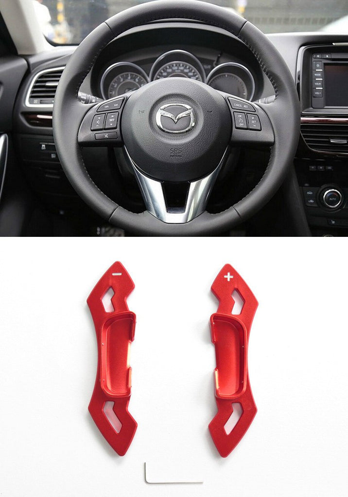 Matted Red CNC Alloy Steering Wheel Shift Paddle Shifter Extension Mazda3 6 CX-5 Atenza CP0016-RD - Pinalloy Online Auto Accessories Lightweight Car Kit 