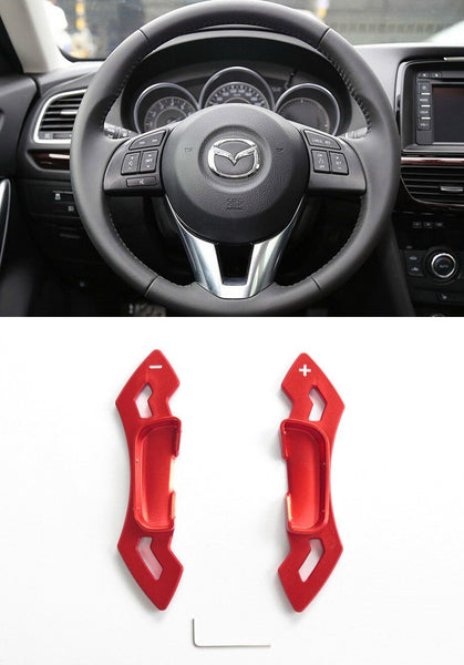 Matted Red CNC Alloy Steering Wheel Shift Paddle Shifter Extension Mazda3 6 CX-5 Atenza CP0016-RD - Pinalloy Online Auto Accessories Lightweight Car Kit 