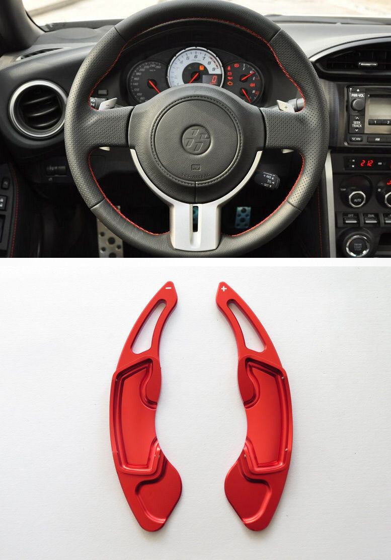 Pinalloy Red Alloy Steering Wheel Paddle Shifter Extension for GT86 FRS BRZ - Ver2 - Pinalloy Online Auto Accessories Lightweight Car Kit 