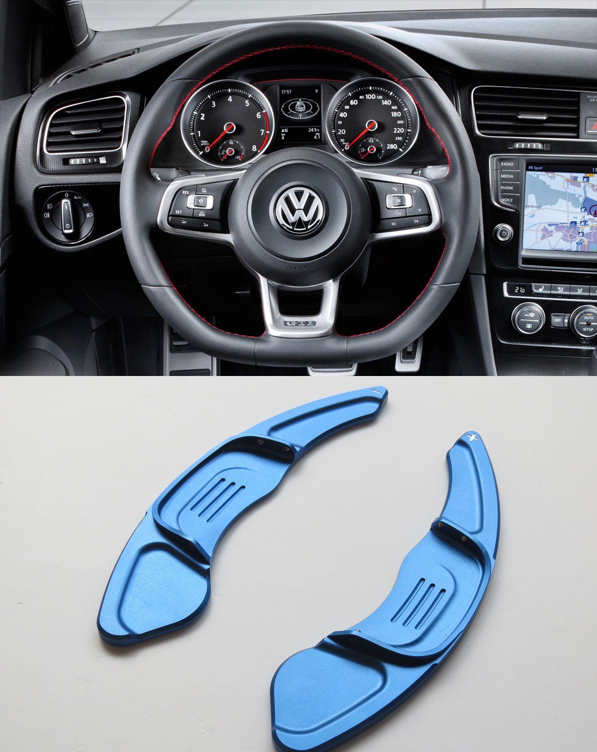 Pinalloy Blue DSG Paddle Shifters Extensions for VW Golf MK7 GTI R