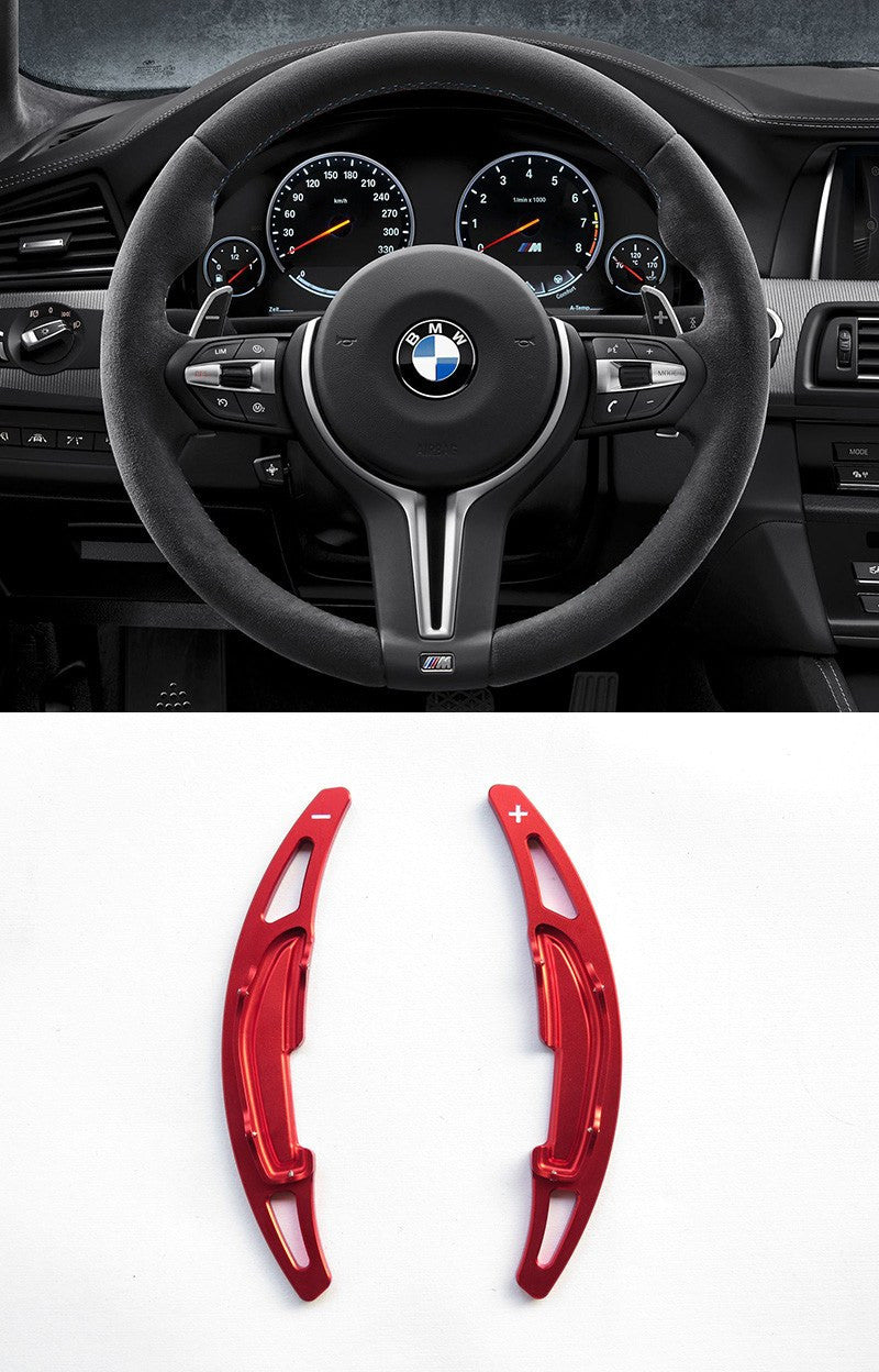 Pinalloy Red Alloy Steering Wheel Paddle Shifter Extension For BMW M3 M4 M5 M6 - Pinalloy Online Auto Accessories Lightweight Car Kit 