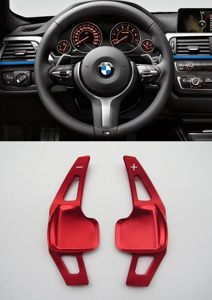 Pinalloy Red Metal Steering Wheel Paddle Shifter Extension for BMW F10