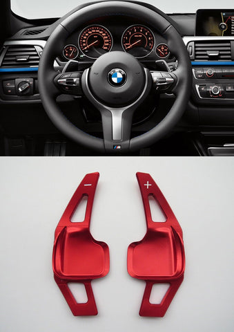 Pinalloy Red Metal Steering Wheel Paddle Shifter Extension for BMW F10 (5 series) / F30 (3 series) - Pinalloy Online Auto Accessories Lightweight Car Kit 