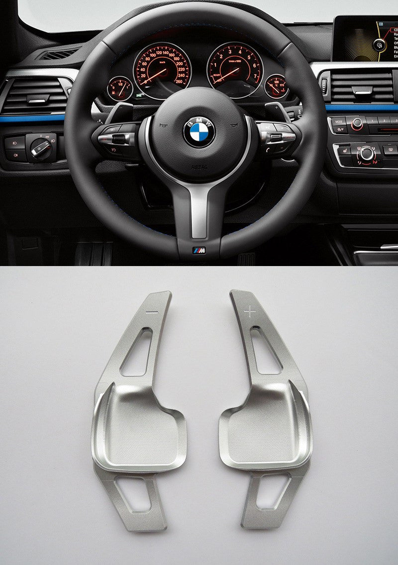 Pinalloy Silver Metal Steering Wheel Paddle Shifter Extension for BMW F10 (5 series) / F30 (3 series) - Pinalloy Online Auto Accessories Lightweight Car Kit 