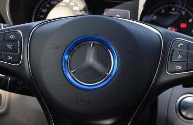 Aluminum Interior Metal Steering Wheel Ring Emblem Frame For Mercedes Benz (Blue) - Pinalloy Online Auto Accessories Lightweight Car Kit 