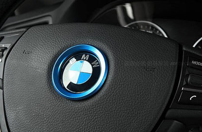 Aluminum Interior Metal Steering Wheel Ring Emblem Frame For BMW 3 Series 320gt 5 Series 525li X Series x1 x3 x4 x5 x6 (Blue) - Pinalloy Online Auto Accessories Lightweight Car Kit 