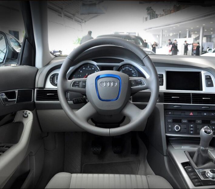 Aluminum Interior Metal Steering Wheel Ring Emblem Frame For Audi TT A3 A4L A5 Q7 A6L Q3 Q5 A8L (Blue) - Pinalloy Online Auto Accessories Lightweight Car Kit 