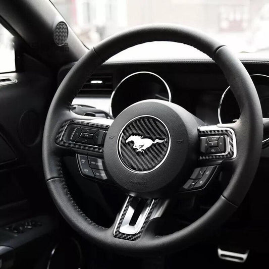 Pinalloy Steering Wheel Emblem Sticker with Carbon Fibre Texture For Ford Mustang 2015 - 17 - Pinalloy Online Auto Accessories Lightweight Car Kit 
