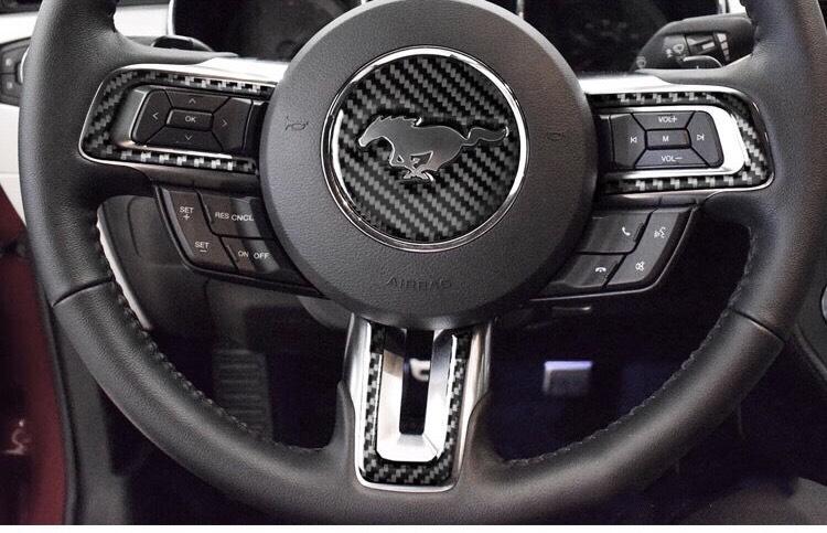 Pinalloy Steering Wheel Emblem Sticker with Carbon Fibre Texture For Ford Mustang 2015 - 17 - Pinalloy Online Auto Accessories Lightweight Car Kit 