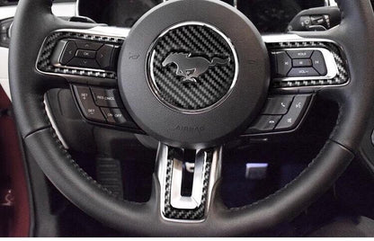 Pinalloy Steering Wheel Emblem Sticker with Carbon Fibre Texture For Ford Mustang 2015 - 17 - Pinalloy Online Auto Accessories Lightweight Car Kit 