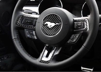 Pinalloy Steering Wheel Emblem Sticker with Carbon Fibre Texture For Ford Mustang 2015 - 17 - Pinalloy Online Auto Accessories Lightweight Car Kit 