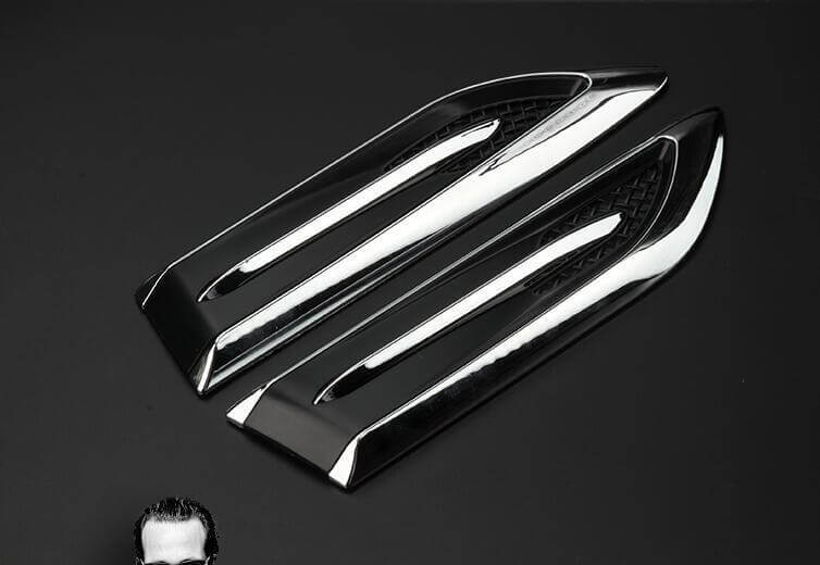 (Set of 2) Pinalloy Universal Emblem Chrome Stickers Motion Blade Side Mark Metal Lappet Decals Labeling - Pinalloy Online Auto Accessories Lightweight Car Kit 