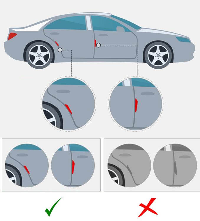 (Set of 4) Pinalloy Universal Waterproof Carbon Fiber Decor Car Door Edge Protector Trim Side Apron Protector Guard - Pinalloy Online Auto Accessories Lightweight Car Kit 