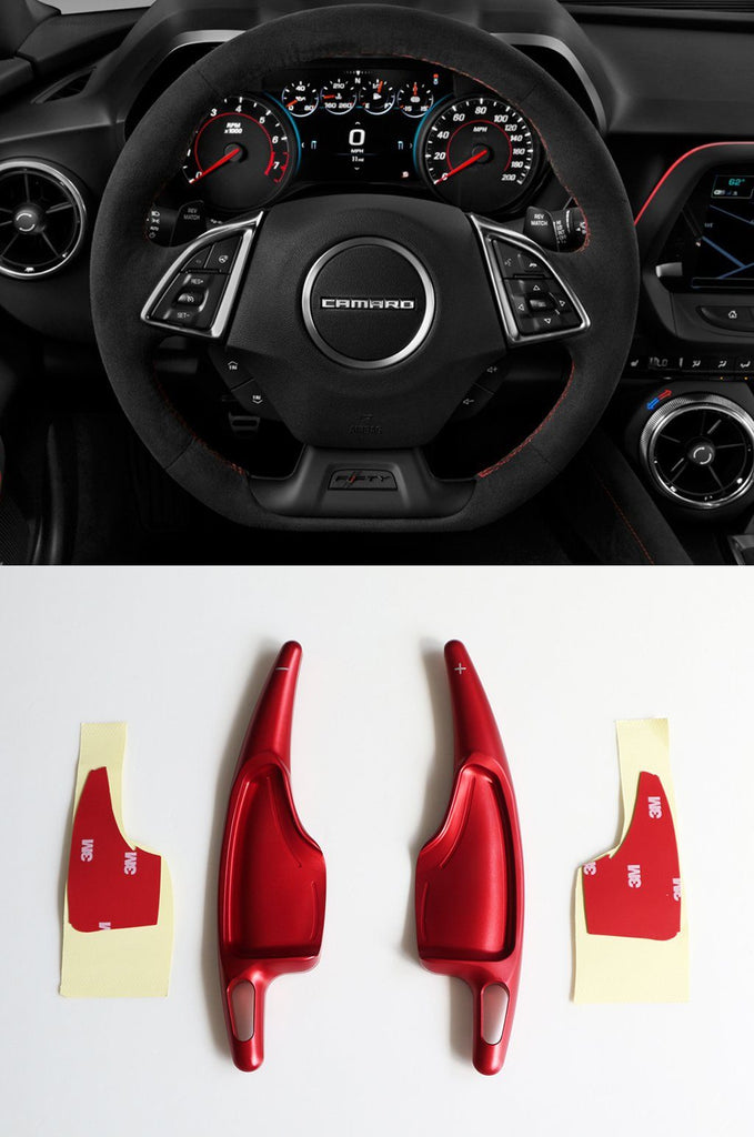 Pinalloy Red Alloy Paddle Shifter Extension For 2016-2018 Chevrolet Camaro - Pinalloy Online Auto Accessories Lightweight Car Kit 