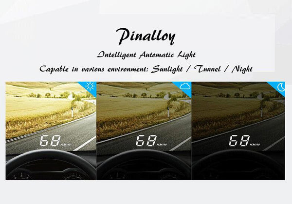 Pinalloy 4.2 inch OBD2 Plug and Display Head Up Display (HUD) Universal Model For 2007 Up Gas / Electronic / Hybrid Car Models - Pinalloy Online Auto Accessories Lightweight Car Kit 