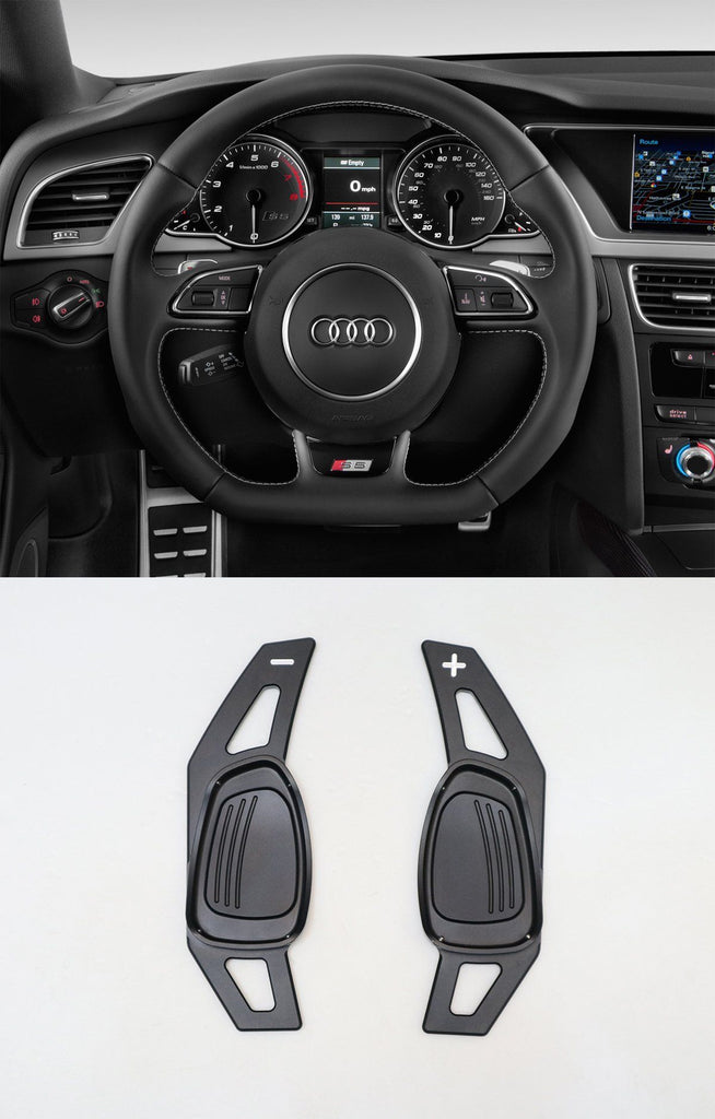 Pinalloy Black Metal Alloy Steering Paddle Shifter Extension for Audi A5 S3 S5 S6 SQ5 RS3 RS6 RS7 2014-17 - Pinalloy Online Auto Accessories Lightweight Car Kit 