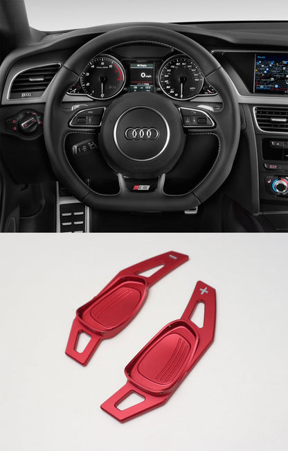 Pinalloy Red Metal Alloy Steering Paddle Shifter Extension for Audi A5 S3 S5 S6 SQ5 RS3 RS6 RS7 2014-17 - Pinalloy Online Auto Accessories Lightweight Car Kit 