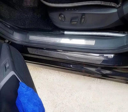 Pinalloy Door Sill Plate Protectors Sticker Car Interior Door Entry Guards Scratch Cover Protector with Carbon Fiber Texture - Pinalloy Online Auto Accessories Lightweight Car Kit 