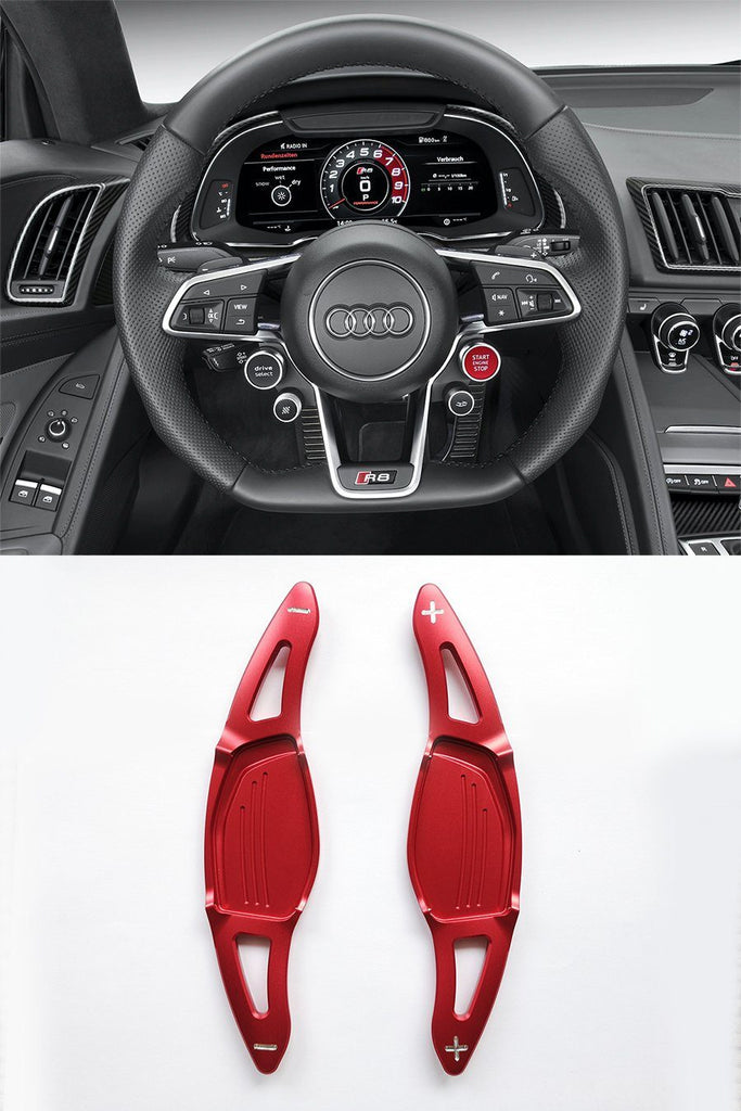 Pinalloy Red Metal Steering Wheel Paddle Shifter for New Audi R8 RS3 RS4 RS5 TT RS - Pinalloy Online Auto Accessories Lightweight Car Kit 
