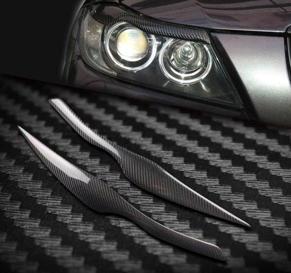 (Set of 2) Pinalloy Carbon Fiber Eyelids Set for BMW E90 E91 2005-2010 - Pinalloy Online Auto Accessories Lightweight Car Kit 