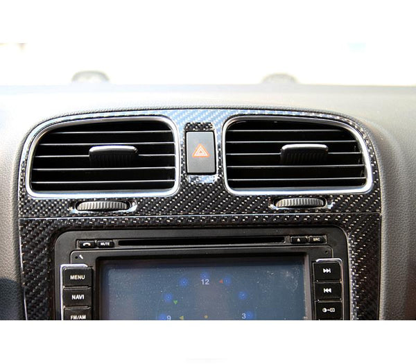 Pinalloy Real Carbon Fiber Center Radio Console Dash Audio Frame for MK5 MK6 2009 - 2013 - Pinalloy Online Auto Accessories Lightweight Car Kit 