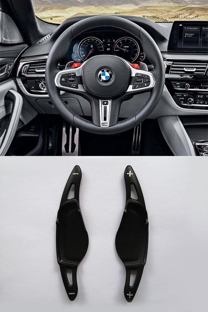 Pinalloy Black Metal Steering Wheel Paddle Shifter Extension for 2018 BMW 5 7 M5 X4 - Pinalloy Online Auto Accessories Lightweight Car Kit 