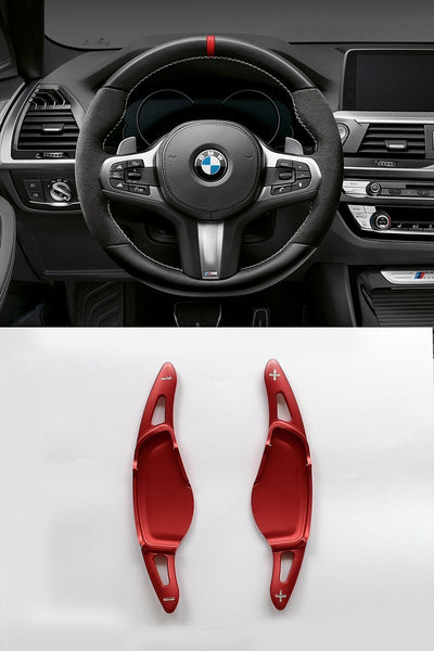 Pinalloy Red Metal Steering Wheel Paddle Shifter Extension for 2018 BMW 5 7 M5 X4 - Pinalloy Online Auto Accessories Lightweight Car Kit 