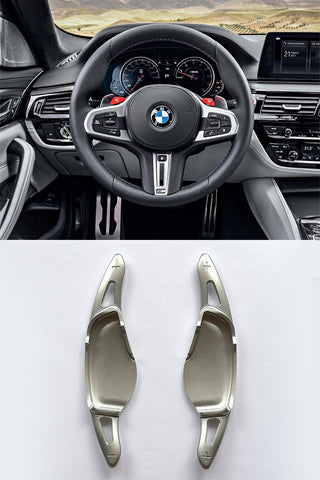 Pinalloy Silver Metal Steering Wheel Paddle Shifter Extension for 2018 BMW 5 7 M5 X4 - Pinalloy Online Auto Accessories Lightweight Car Kit 