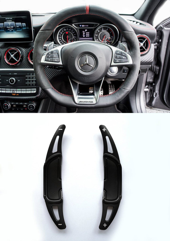 Pinalloy Black Alloy Paddle Shifter Extension For Mercedes Benz AMG A45 CLA45 GLA45 C63 S63 2015-up - Pinalloy Online Auto Accessories Lightweight Car Kit 