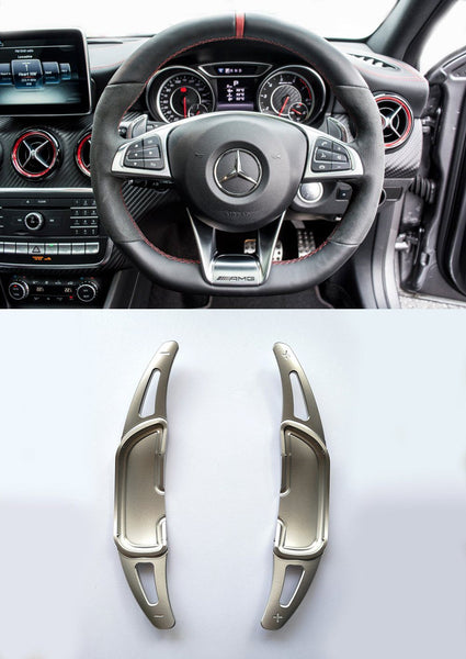 Pinalloy Silver Alloy Paddle Shifter Extension For Mercedes Benz AMG A45 CLA45 GLA45 C63 S63 2015-up - Pinalloy Online Auto Accessories Lightweight Car Kit 