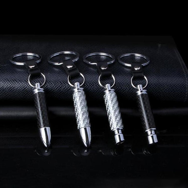 Pinalloy Carbon Fiber Metal Buckle Shape Bullet Key Chain Key Ring Key Fob - Pinalloy Online Auto Accessories Lightweight Car Kit 