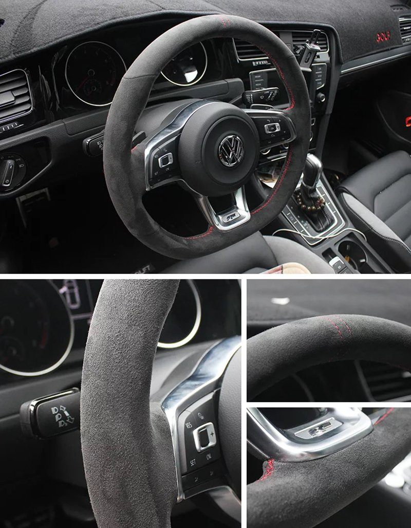 Alcantara Steering Wheel Cover for Volkswagen Golf MK 6 7 GTI