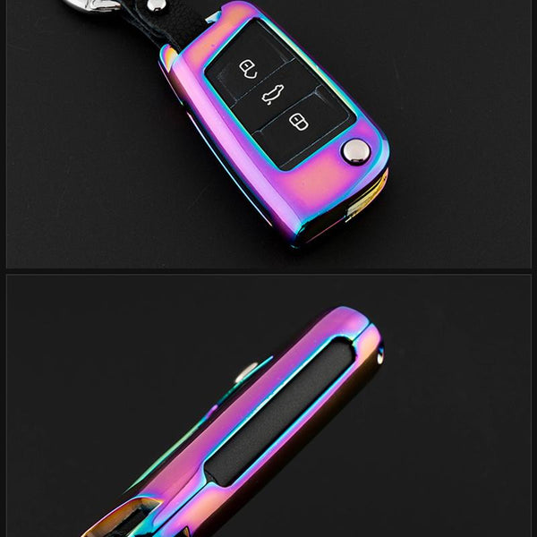 Pinalloy Deluxe Chrome Rainbow Key Cover Case Shell Fob for Volkswagen VW Golf 7 MK7 - Pinalloy Online Auto Accessories Lightweight Car Kit 