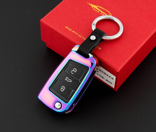 Pinalloy Deluxe Chrome Rainbow Key Cover Case Shell Fob for Volkswagen VW Golf 7 MK7 - Pinalloy Online Auto Accessories Lightweight Car Kit 