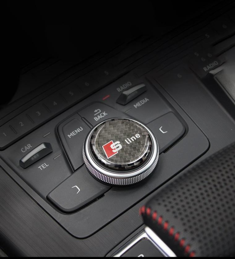 Carbon Sticker Center Knob Control Button Sline 3D Emblem Badge for AU
