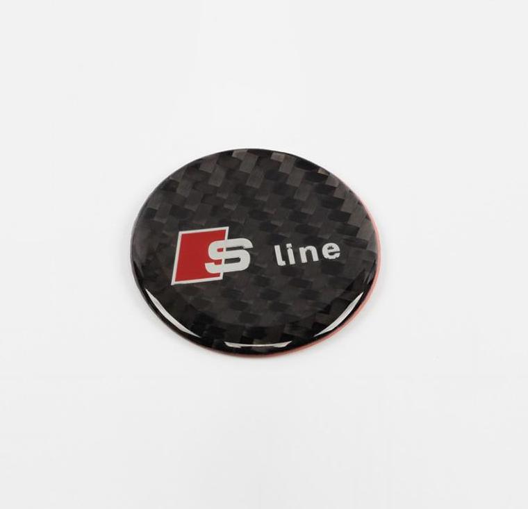 Carbon Sticker Center Knob Control Button Sline 3D Emblem Badge for AUDI A3 A4 A5 - Pinalloy Online Auto Accessories Lightweight Car Kit 