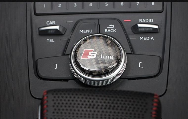Carbon Sticker Center Knob Control Button Sline 3D Emblem Badge for AUDI A3 A4 A5 - Pinalloy Online Auto Accessories Lightweight Car Kit 