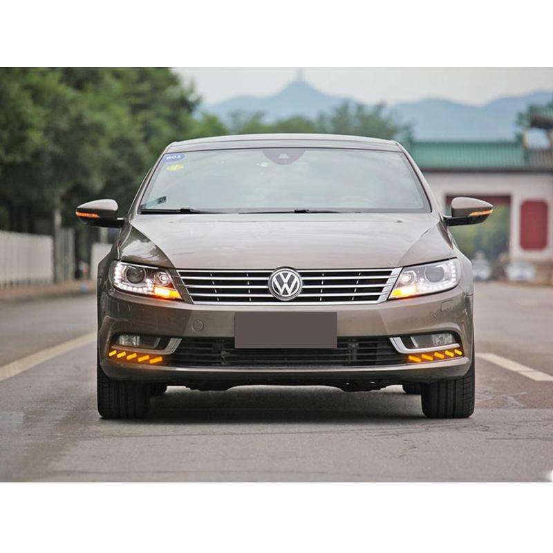 Pinalloy Fog Light Trim with Sequential Blink Turn Signal Light for VW Volkswagen Passat CC 2013-2018 - Pinalloy Online Auto Accessories Lightweight Car Kit 