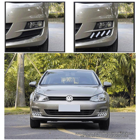 Pinalloy Fog Light Trim with Sequential Blink Turn Signal Light for VW Volkswagen MK7 2014-2016 - Pinalloy Online Auto Accessories Lightweight Car Kit 