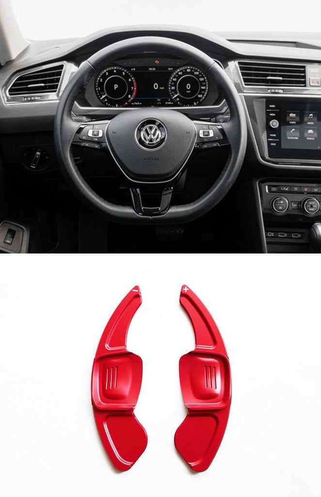 Pinalloy Red DSG Paddle Shifter Extension for Volkswagen Tiguan L Teramont PHIDEON C-TREK (Ver.2) - Pinalloy Online Auto Accessories Lightweight Car Kit 