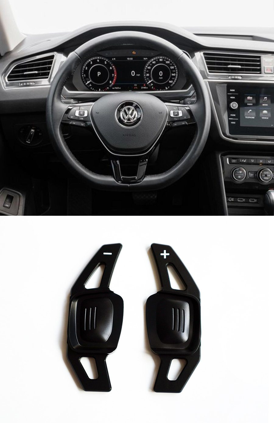 Pinalloy Black DSG Paddle Shifter Extension for Volkswagen VW Tiguan L Teramont PHIDEON C-TREK - Pinalloy Online Auto Accessories Lightweight Car Kit 