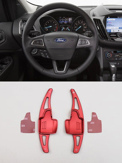 Pinalloy Red Metal DSG Paddle Shifter Extensions for Ford Focus 2015-2018 Escape Ecosport - Pinalloy Online Auto Accessories Lightweight Car Kit 