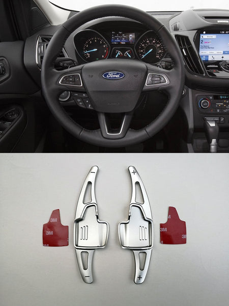 Pinalloy Silver Metal DSG Paddle Shifter Extensions for Ford Focus 2015-2018 Escape Ecosport - Pinalloy Online Auto Accessories Lightweight Car Kit 