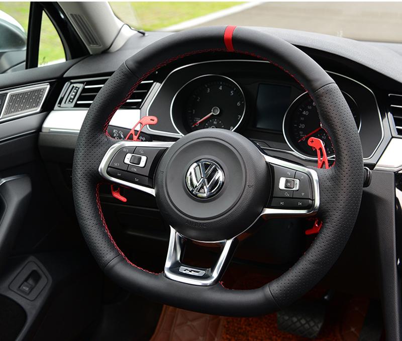 Pinalloy Leather Steering Wheel Cover for Volkswagen MAGOTAN B8L VW MK 7 GTI R Line CC - Pinalloy Online Auto Accessories Lightweight Car Kit 