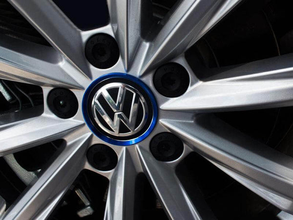 (Set of 4) Aluminum Interior Metal Wheel Frame Ring Emblem For Volkswagen - Pinalloy Online Auto Accessories Lightweight Car Kit 
